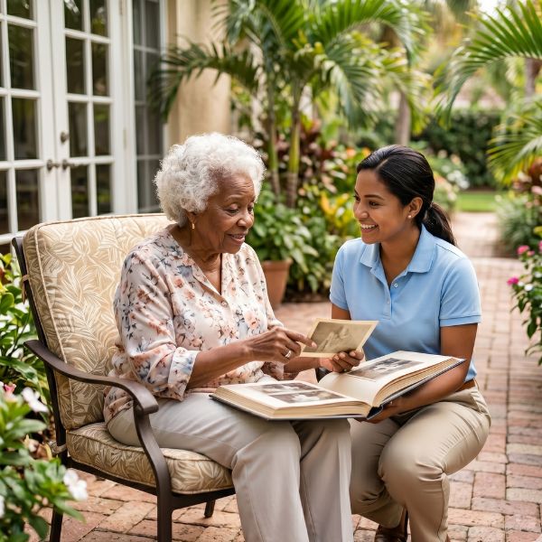 senior and caregiver
